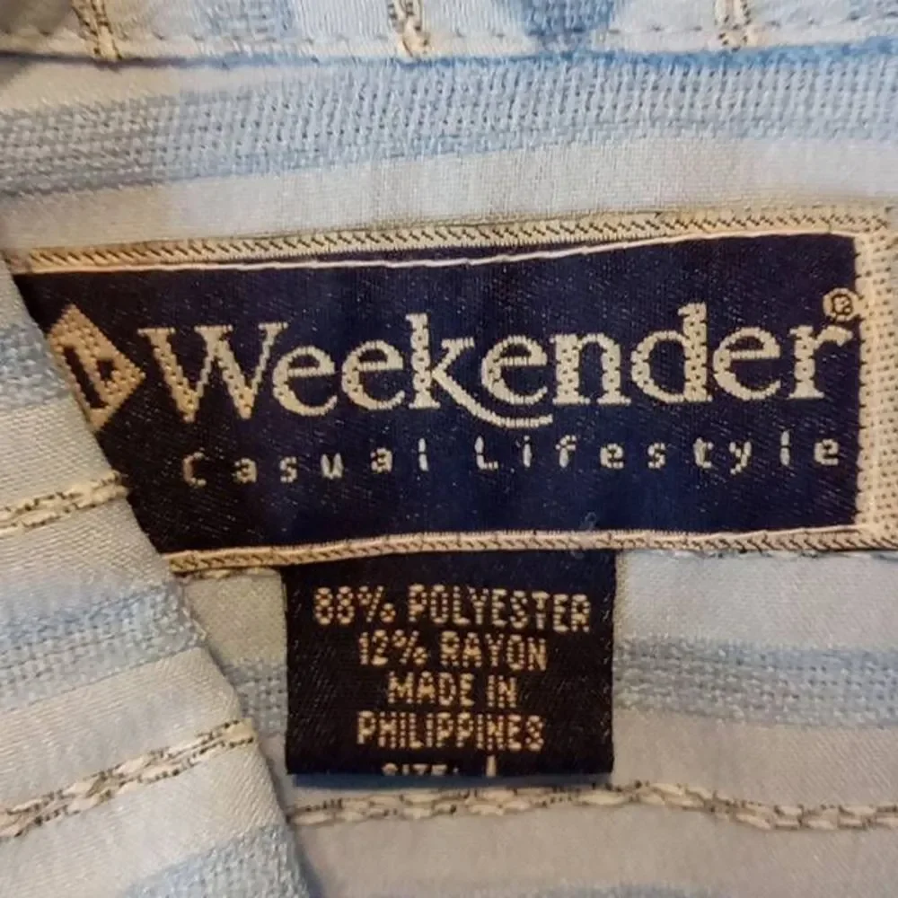 Vintage Weekender Sportswear  Light‎ Blue Single Pocket Button Front Shirt Men's